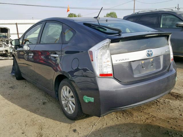 JTDKN3DP3D3044369 - 2013 TOYOTA PRIUS PLUG CHARCOAL photo 3