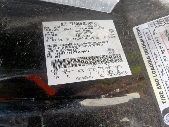 1FMFU15517LA49012 - 2007 FORD EXPEDITION XLT  photo 10