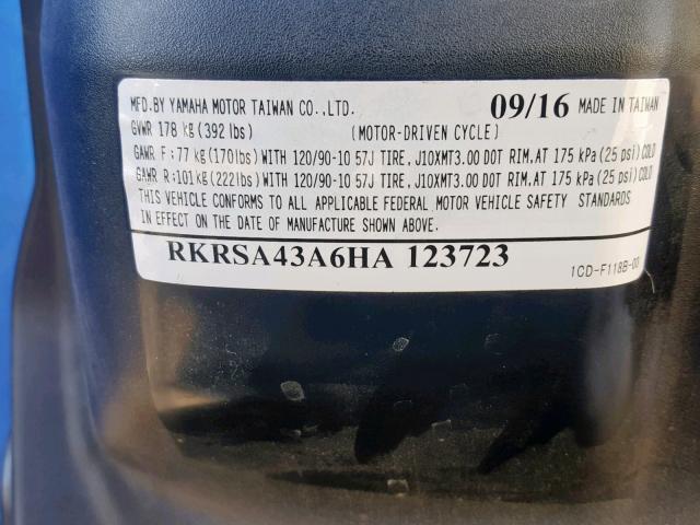 RKRSA43A6HA123723 - 2017 YAMAHA YW50 F RED photo 10