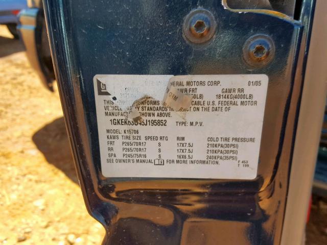 1GKEK63U45J195852 - 2005 GMC YUKON DENA BLUE photo 10