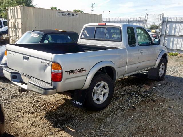 5TEWN72N11Z869298 - 2001 TOYOTA TACOMA XTR SILVER photo 4