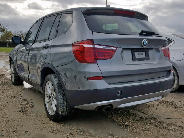 5UXWX7C58BLL15182 - 2011 BMW X3 XDRIVE3 GRAY photo 3