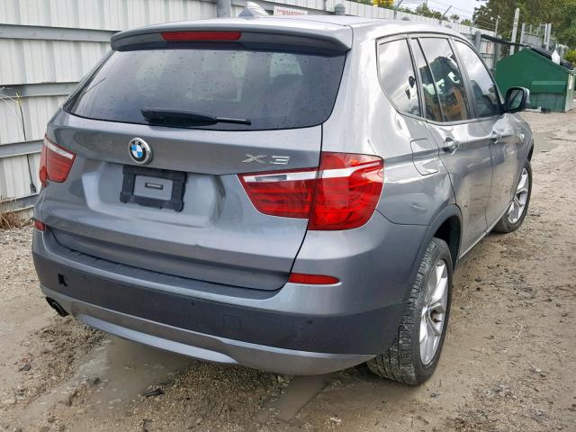 5UXWX7C58BLL15182 - 2011 BMW X3 XDRIVE3 GRAY photo 4