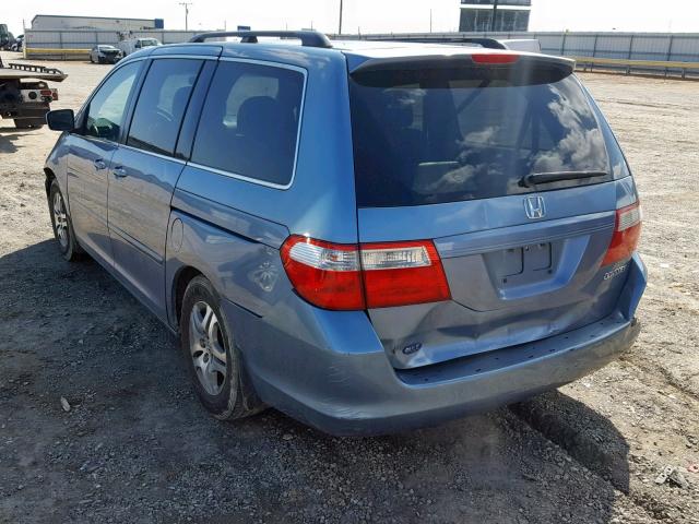 5FNRL38665B036891 - 2005 HONDA ODYSSEY EX BLUE photo 3