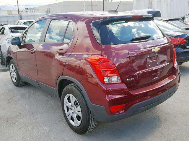 3GNCJKSBXHL182204 - 2017 CHEVROLET TRAX LS BURGUNDY photo 3