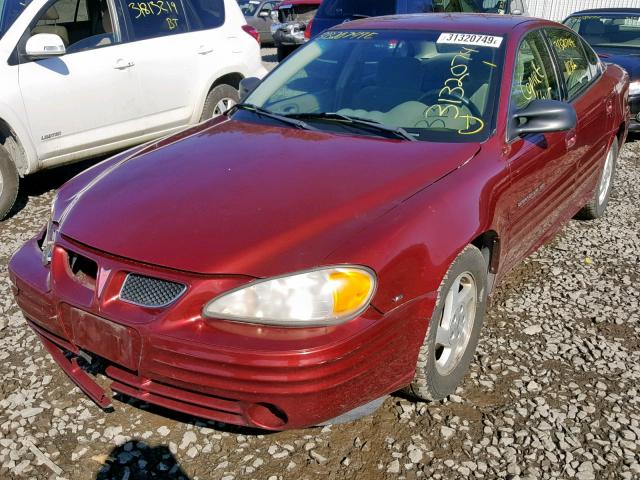 1G2NF52E2YC545853 - 2000 PONTIAC GRAND AM S BURGUNDY photo 2