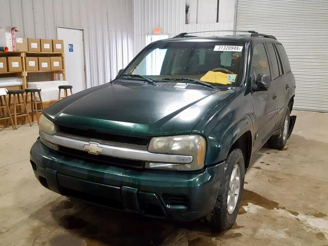 1GNDS13S922295712 - 2002 CHEVROLET TRAILBLAZE GREEN photo 2