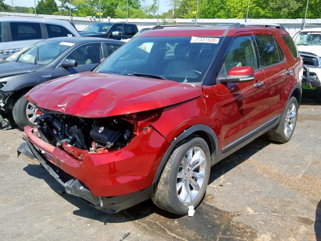 1FM5K7F80EGB48455 - 2014 FORD EXPLORER L RED photo 2