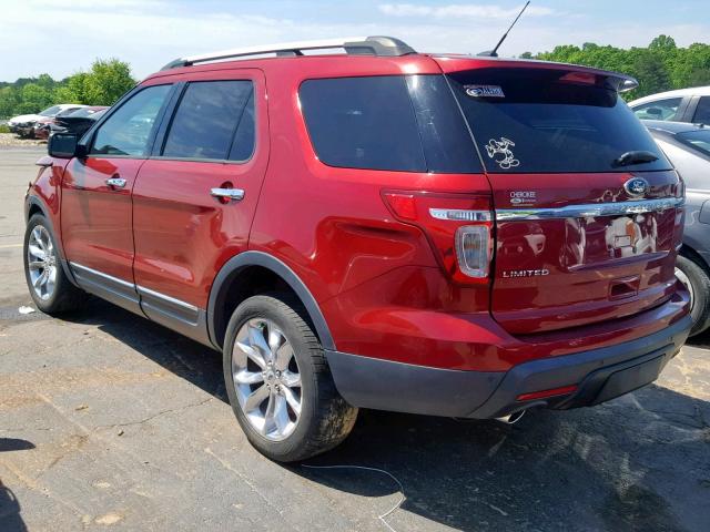 1FM5K7F80EGB48455 - 2014 FORD EXPLORER L RED photo 3