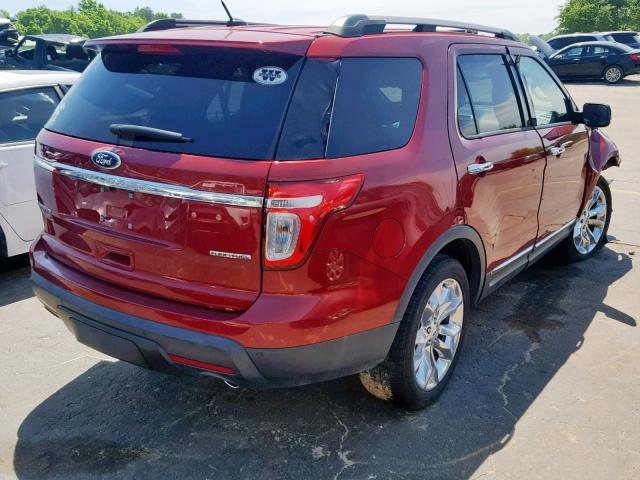 1FM5K7F80EGB48455 - 2014 FORD EXPLORER L RED photo 4