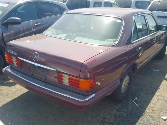 WDBCA24D3LA533749 - 1990 MERCEDES-BENZ 300 SE BURGUNDY photo 4