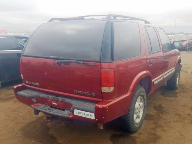 1GNDT13W91K219096 - 2001 CHEVROLET BLAZER RED photo 4