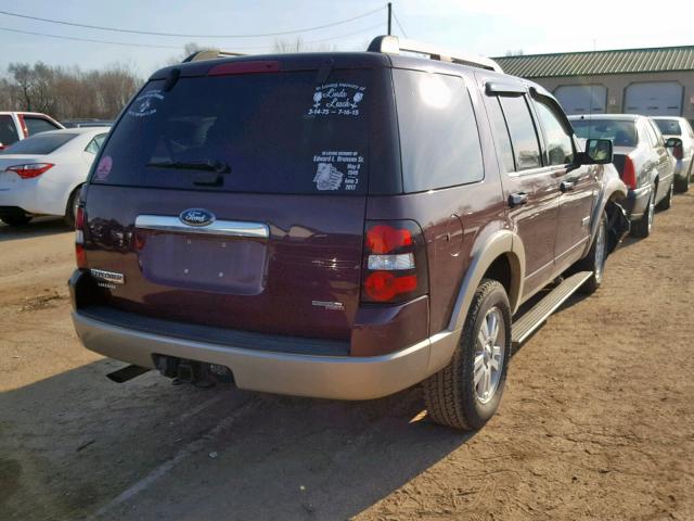 1FMEU74867UB23416 - 2007 FORD EXPLORER E BURGUNDY photo 4