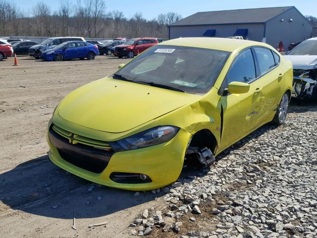 1C3CDFBA0DD106364 - 2013 DODGE DART SXT YELLOW photo 2