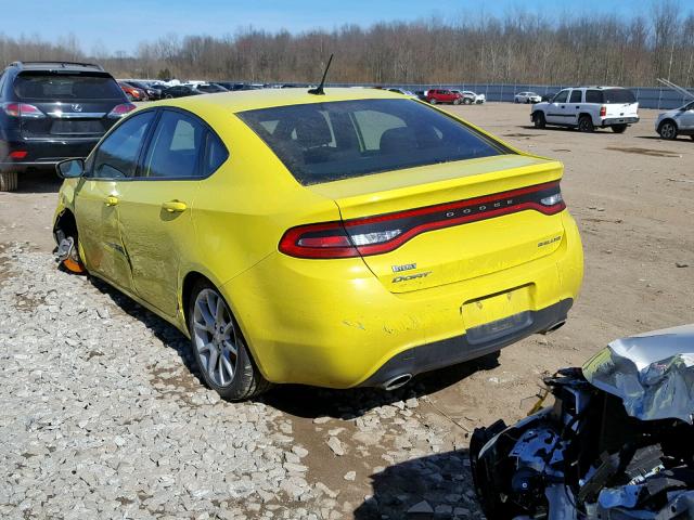 1C3CDFBA0DD106364 - 2013 DODGE DART SXT YELLOW photo 3