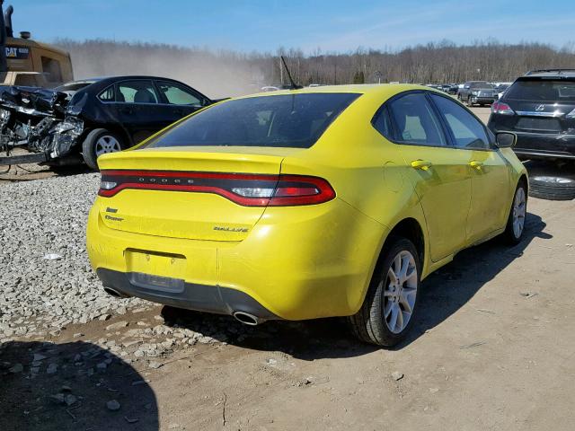 1C3CDFBA0DD106364 - 2013 DODGE DART SXT YELLOW photo 4