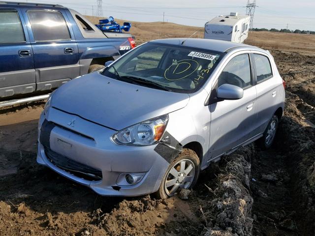 ML32A4HJ7EH013656 - 2014 MITSUBISHI MIRAGE ES SILVER photo 2