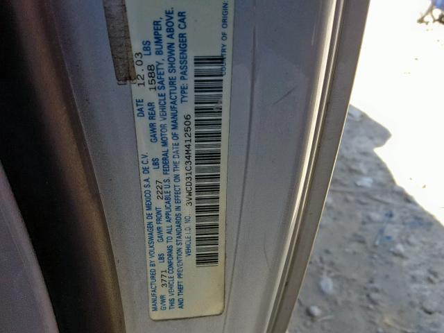 3VWCD31C34M412506 - 2004 VOLKSWAGEN NEW BEETLE Gümüş foto 10