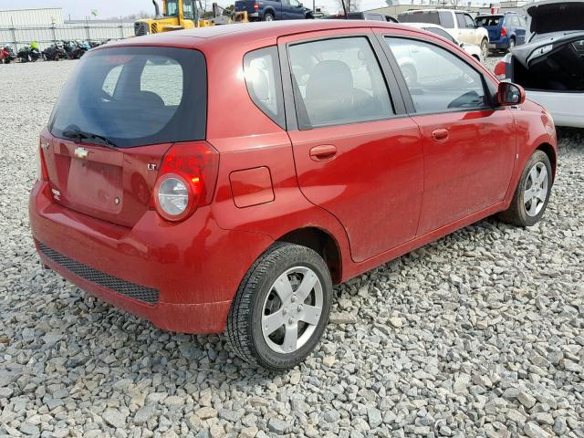 KL1TD66E69B340639 - 2009 CHEVROLET AVEO LS RED photo 4