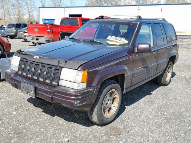 1J4GZ78Y7TC331100 - 1996 JEEP GRAND CHER MAROON photo 2