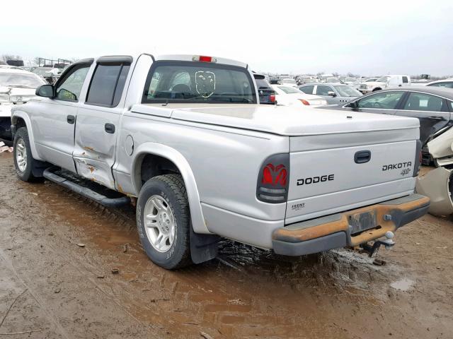 1D7HL38K74S579893 - 2004 DODGE DAKOTA QUA SILVER photo 3