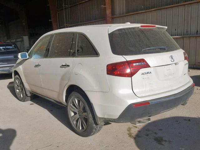 2HNYD2H73AH521869 - 2010 ACURA MDX ADVANC WHITE photo 3