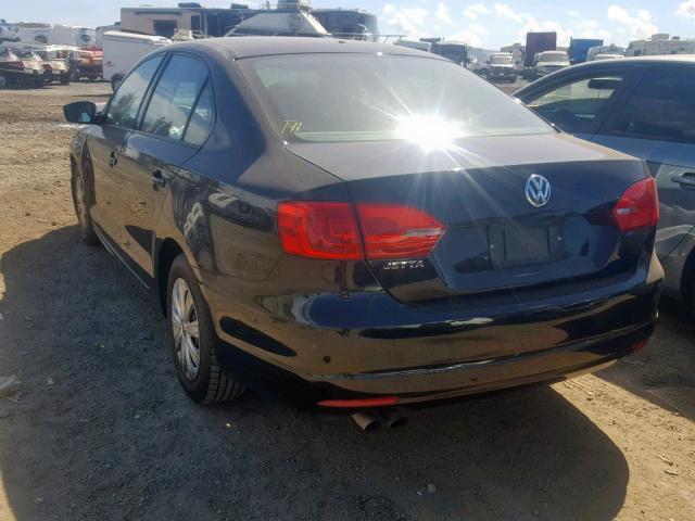 3VW2K7AJ3BM080992 - 2011 VOLKSWAGEN JETTA BASE BLACK photo 3