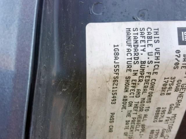 1G8AJ55F56Z115493 - 2006 SATURN ION LEVEL SILVER photo 10