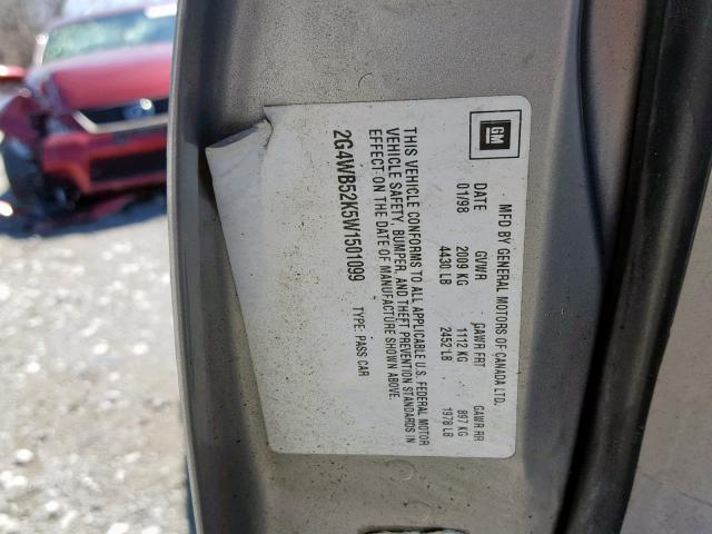 2G4WB52K5W1501099 - 1998 BUICK REGAL LS GRAY photo 10