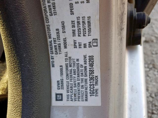 1GCCS136768146208 - 2006 CHEVROLET COLORADO GRAY photo 10