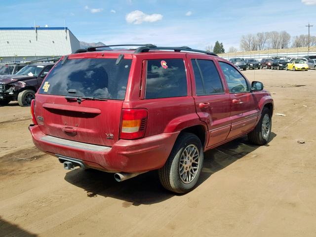 1J8GX58J64C244818 - 2004 JEEP GRAND CHER RED photo 4