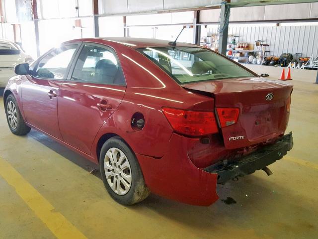 KNAFU4A22D5739981 - 2013 KIA FORTE EX RED photo 3