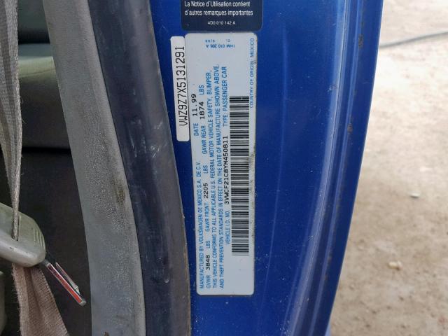 3VWCF21C8YM450811 - 2000 VOLKSWAGEN NEW BEETLE Mavi foto 10