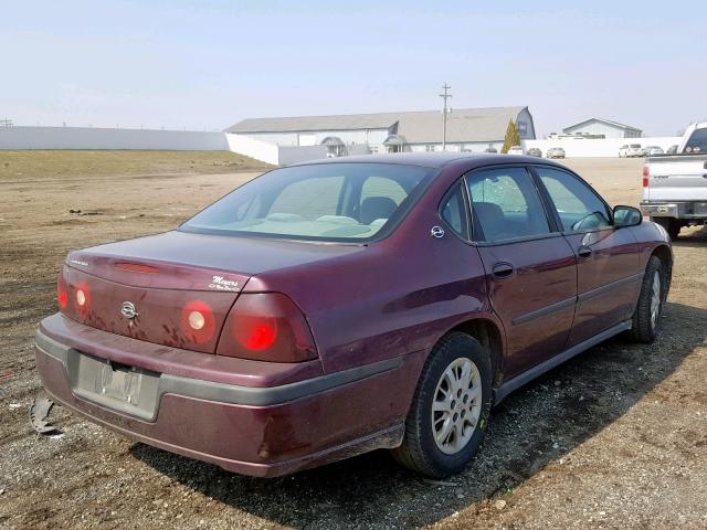 2G1WF52E839196125 - 2003 CHEVROLET IMPALA BURGUNDY photo 4