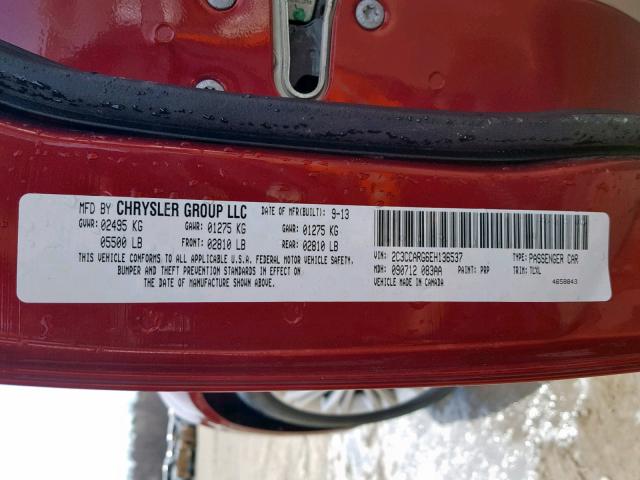 2C3CCARG6EH136537 - 2014 CHRYSLER 300 RED photo 10