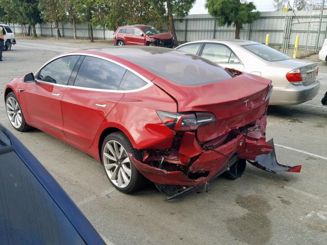 5YJ3E1EA3JF050044 - 2018 TESLA MODEL 3 RED photo 3