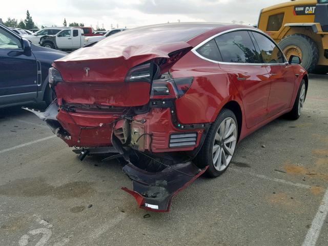 5YJ3E1EA3JF050044 - 2018 TESLA MODEL 3 RED photo 4