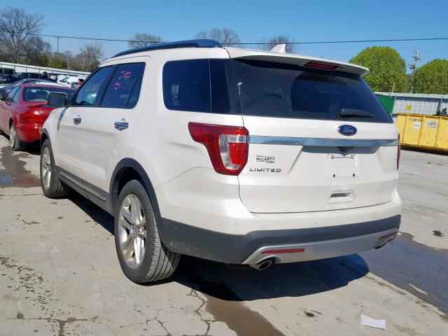 1FM5K7F8XHGE08381 - 2017 FORD EXPLORER L WHITE photo 3