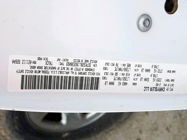 3D7KS28L19G538069 - 2009 DODGE RAM 2500 WHITE photo 10