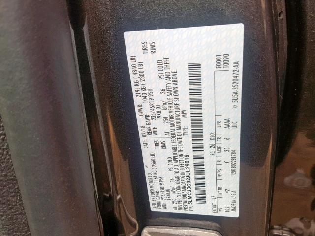 5LMCJ3C92JUL29016 - 2018 LINCOLN MKC RESERV ნაცრისფერი ფოტო 10