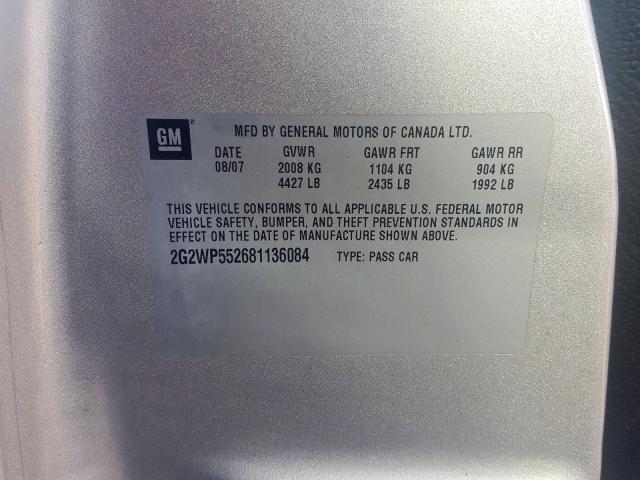 2G2WP552681136084 - 2008 PONTIAC GRAND PRIX  լուսանկար 10