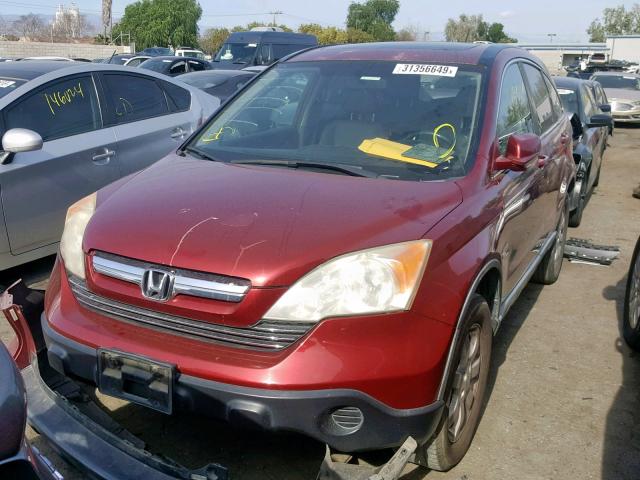 JHLRE38757C007758 - 2007 HONDA CR-V EXL BURGUNDY photo 2