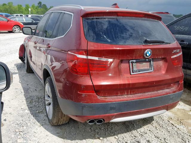 5UXWX7C51CL889446 - 2012 BMW X3 XDRIVE3 RED photo 3