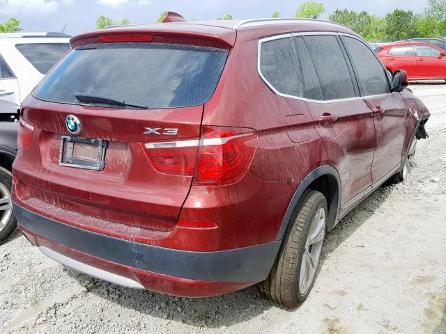 5UXWX7C51CL889446 - 2012 BMW X3 XDRIVE3 RED photo 4