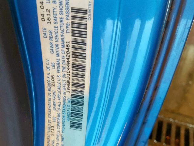 3VWGK31C44M420461 - 2004 VOLKSWAGEN NEW BEETLE ლურჯი ფოტო 10