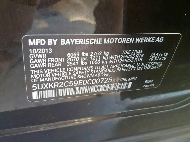 5UXKR2C59E0C00725 - 2014 BMW X5 SDRIVE3 BROWN photo 10