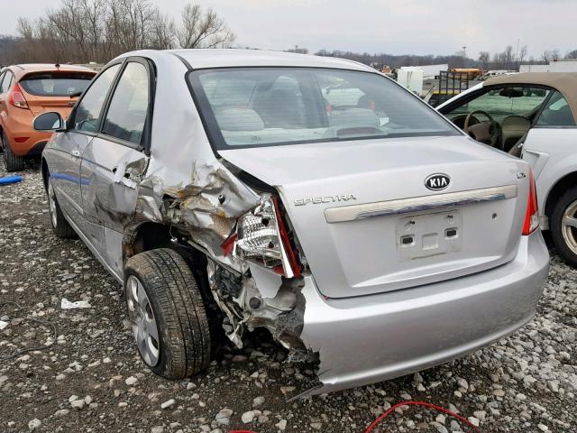 KNAFE221395630539 - 2009 KIA SPECTRA EX SILVER photo 3