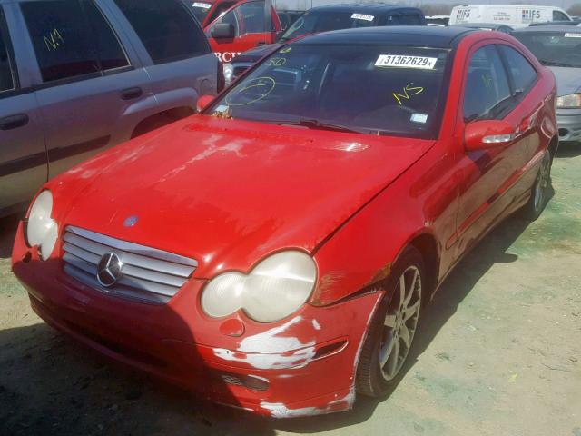 WDBRN47J52A337337 - 2002 MERCEDES-BENZ C 230K SPO RED photo 2