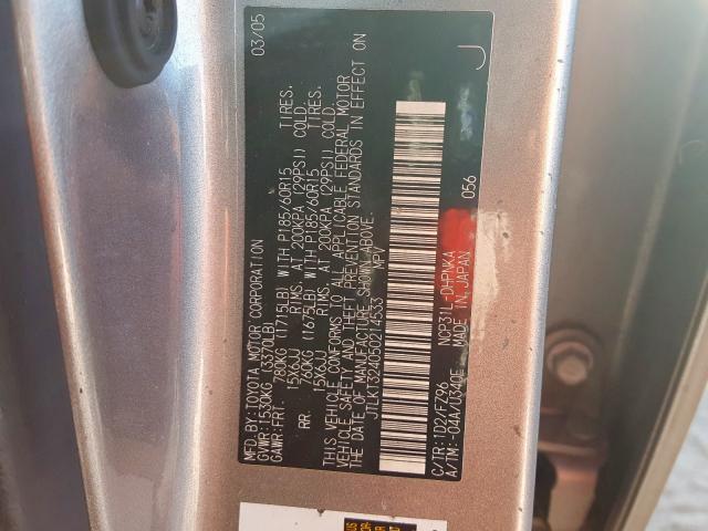 JTLKT324050214533 - 2005 TOYOTA SCION XB  Foto 10