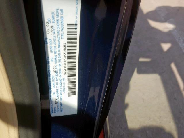 3VWCD31Y84M314051 - 2004 VOLKSWAGEN NEW BEETLE Mavi foto 10